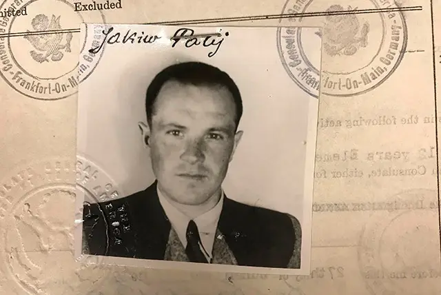This 1949 photo provided by the U.S. Department of Justice shows a U.S. visa photo of Jakiw Palij, a former Nazi concentration camp guard who had been living in the Queens borough of New York.